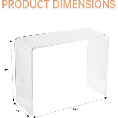 Modern Clear Acrylic Console Table, 38.2" L, for Entryway & Living Room