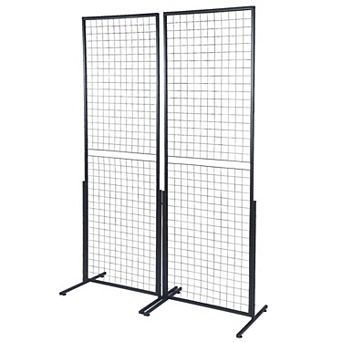 Black Gridwall Display Towers with T-Legs and Hooks for Crafts, Classrooms, or Office Use