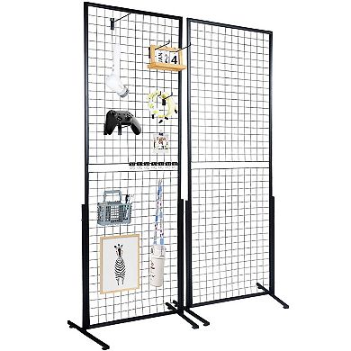 Black Gridwall Display Towers with T-Legs and Hooks for Crafts, Classrooms, or Office Use