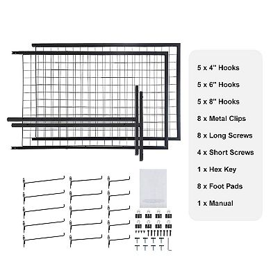 Black Gridwall Display Towers with T-Legs and Hooks for Crafts, Classrooms, or Office Use
