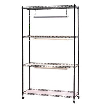 Indoor Garden Shelf with Grow Lights, Adjustable Shelves, and Swivel Casters