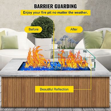 Rectangular Tempered Glass Fire Pit Wind Guard for Outdoor Use