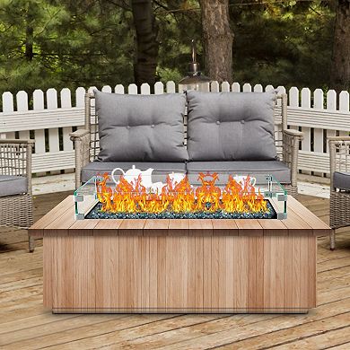 Rectangular Tempered Glass Fire Pit Wind Guard for Outdoor Use