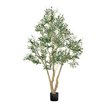 Faux Olive Tree Indoor Potted Floor Plant for Home Decor Spaces