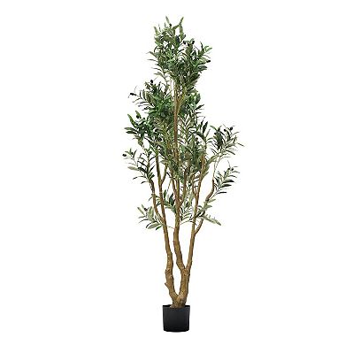 Faux Olive Tree Indoor Potted Floor Plant for Home Decor Spaces