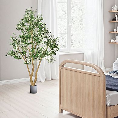 Faux Olive Tree Indoor Potted Floor Plant for Home Decor Spaces