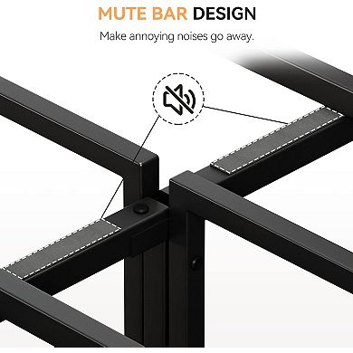 Brown Bed Frame with Wood Headboard, Metal Platform & Storage, Noise Free & Easy Assembly