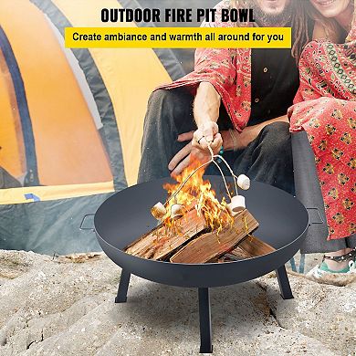 Outdoor 33.5-Inch Fire Pit Bowl Black Carbon Steel for Patio or Backyard