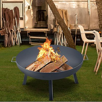 Outdoor 33.5-Inch Fire Pit Bowl Black Carbon Steel for Patio or Backyard