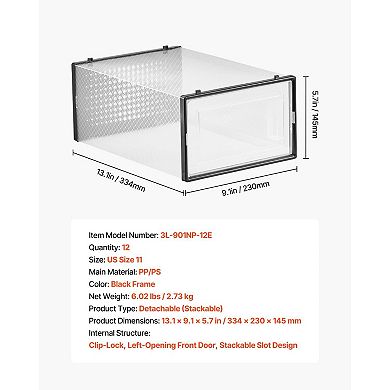Stackable Clear Shoe Organizer Boxes with Front Access Door for Closet