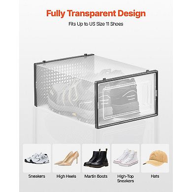 Stackable Clear Shoe Organizer Boxes with Front Access Door for Closet