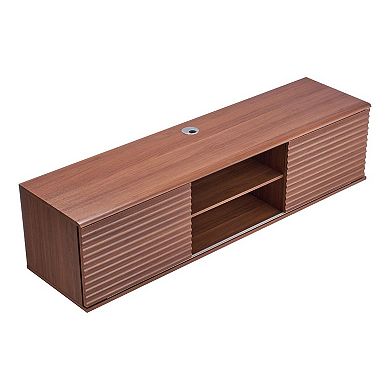 Floating Media Console for TVs up to 60" with Adjustable Shelves Walnut