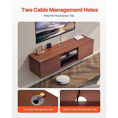 Floating Media Console for TVs up to 60" with Adjustable Shelves Walnut