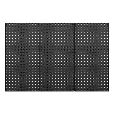 Metal Pegboard Wall Panel Set for Garage and Workshop Tool Organization Black