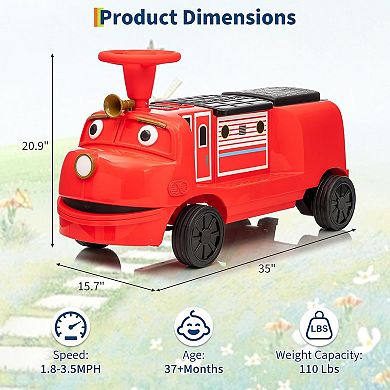 12V 2-Seater Kids Ride-On Train Toy, Music, 2 Speeds & Adjustable Seat (3+ Years)