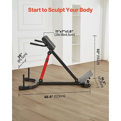 Roman Chair Hyperextension Bench with Adjustable Pads for Home Gym