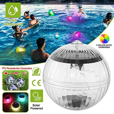 Solar LED Floating Lights 7-Color Changing, IP65 Waterproof for Pool & Garden
