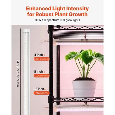 6-Tier Grow Light Shelf for Seedlings and Herbs with Timer and PP Trays