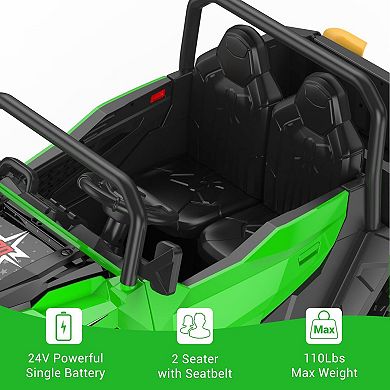 24V 4WD Kids' Electric Dump Truck with Remote,2-Seater All-Terrain Ride-On