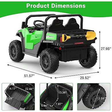 24V 4WD Kids' Electric Dump Truck with Remote,2-Seater All-Terrain Ride-On
