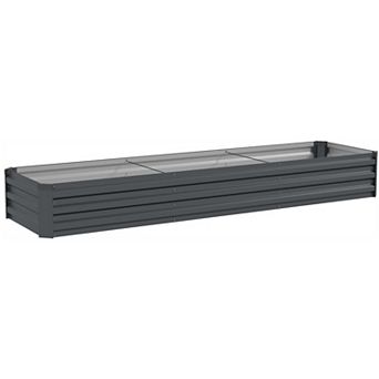 Outsunny 8x2x1ft Galvanized Raised Garden Bed Large Elevated Planter Box