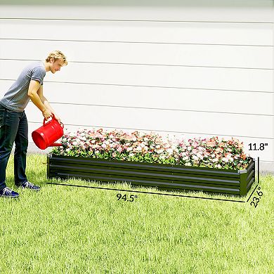 Outsunny 8x2x1ft Galvanized Raised Garden Bed Large Elevated Planter Box