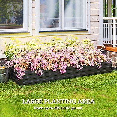 Outsunny 8x2x1ft Galvanized Raised Garden Bed Large Elevated Planter Box