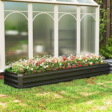 Outsunny 8x2x1ft Galvanized Raised Garden Bed Large Elevated Planter Box