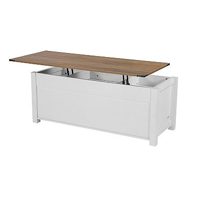 Lift-Top Coffee Table with Hidden Storage and Two-Tone Design for Family Rooms