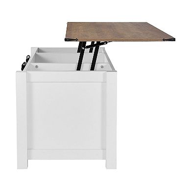 Lift-Top Coffee Table with Hidden Storage and Two-Tone Design for Family Rooms