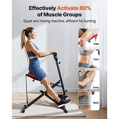 Home Squat Training Machine with Adjustable Seat and Resistance Bands
