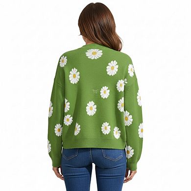 Sweater Cardigan for Women Long Sleeve Flower Open Front Outerwear