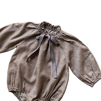 Arrival Baby Girls Vintage Floral/Plain Bow-Tie Lantern Sleeves bodysuit