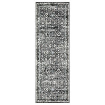 Vintage Distressed Washable Rug for Living Room Non-Slip Ultra-Thin Indoor Soft Retro Throw Carpet