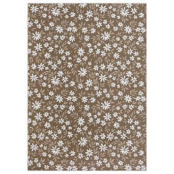 Floral Farmhouse Washable Rug with Rubber Backing, Soft Thin Foldable Floor Carpet