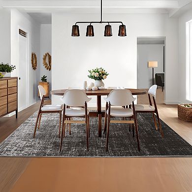 Modern Abstract Machine Washable Rug with Non-Slip Backing, Stain-Resistant Foldable Indoor Carpet