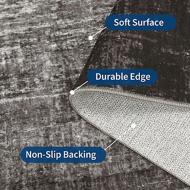 Modern Abstract Machine Washable Rug with Non-Slip Backing, Stain-Resistant Foldable Indoor Carpet