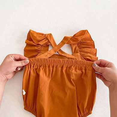 Summer Baby Girls Solid Color Square Neck bodysuit