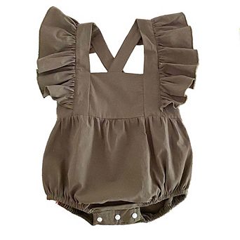 Summer Baby Girls Solid Color Square Neck bodysuit