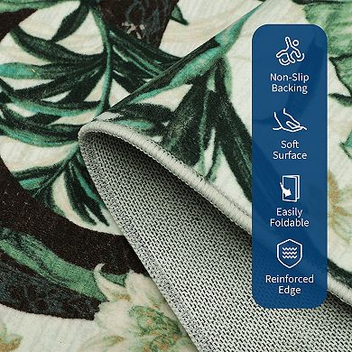Tropical Jungle Snake Washable Area Rug Stain Resistant Throw Carpet With Non-Slip Backing