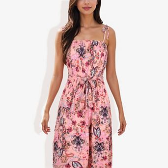 Women's Floral Print Tie Strap Summer Fashion Dress