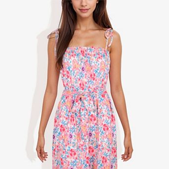 Women's Floral Print Tie Strap Summer Fashion Dress