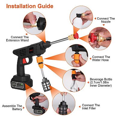 Cordless Pressure Washer 363PSI, 21V, Portable High-Pressure Cleaner
