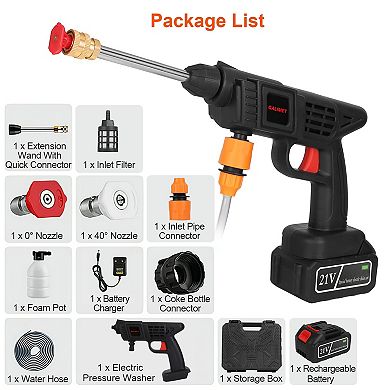 Cordless Pressure Washer 363PSI, 21V, Portable High-Pressure Cleaner