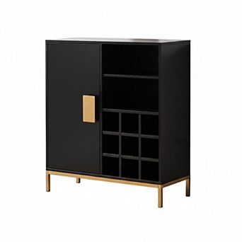 Kings Brand Furniture - Grant Buffet Bar Liquor Cabinet with Wine Rack Storage and Glass Holder
