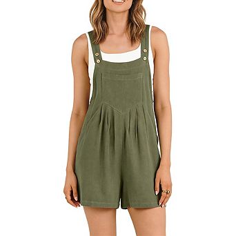 Women's Summer Jumpsuit Shorts Adjustable Strap Romper with Chest Pocket Casual Sleeveless Overalls