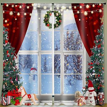 CLASSIC WINTER FARMHOUSE WINDOW CHRISTMAS CURTAINS
