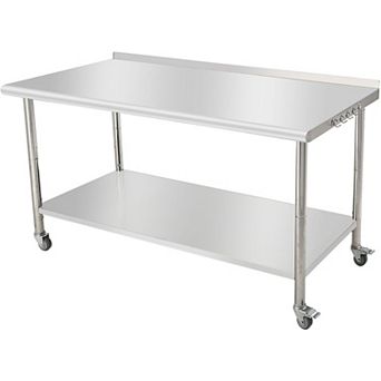 IDEALHOUSE 60 Inch Stainless Steel Prep Table with Wheels
