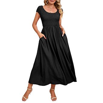 Women's Maxi Dress Sleeveless Swing Sundress Casual Loose Tank Long Dresses With Pockets