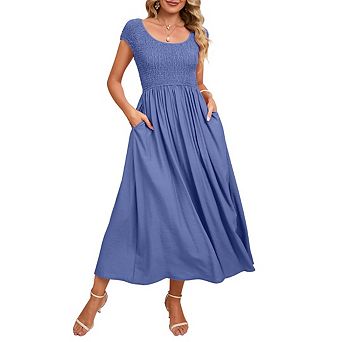 Women's Maxi Dress Sleeveless Swing Sundress Casual Loose Tank Long Dresses With Pockets